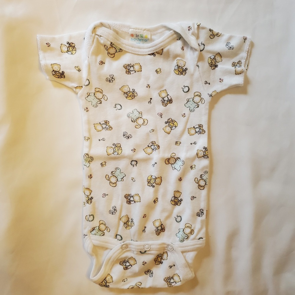 Miniwear Baby All Over‎ Print Bear Animal Bodysuit Outfit Small